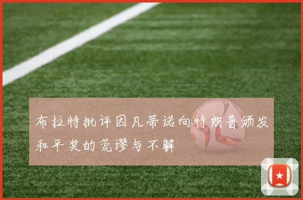 布拉特批评因凡蒂诺向特朗普颁发和平奖的荒谬与不解